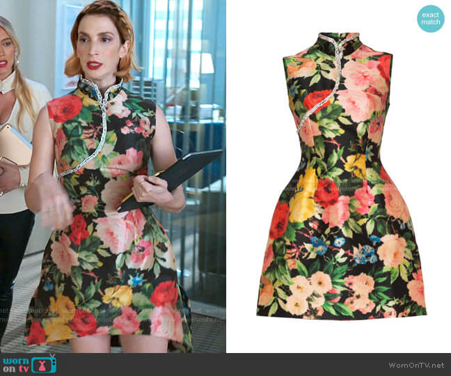 Richard Quinn Qipao Floral Print Mini Dress worn by Lauren (Molly Bernard) on Younger