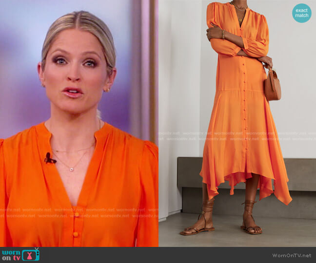 Veronica Beard Roksanda Handkerchief Hem Silk Blend Dress worn by Sara Haines on The View