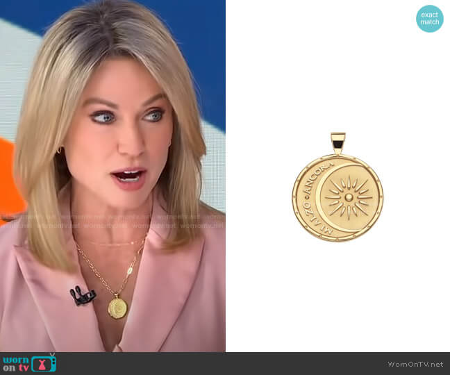 Jane Win Pendant Coin Mi Alzo Ancora worn by Amy Robach on Good Morning America