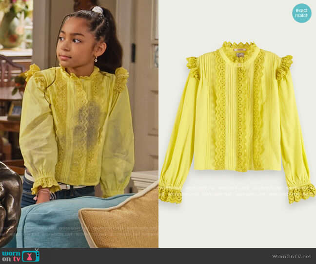 Scotch and Soda Lacy Long Sleeve Top worn by Ami (Jordyn Raya James) on Family Reunion