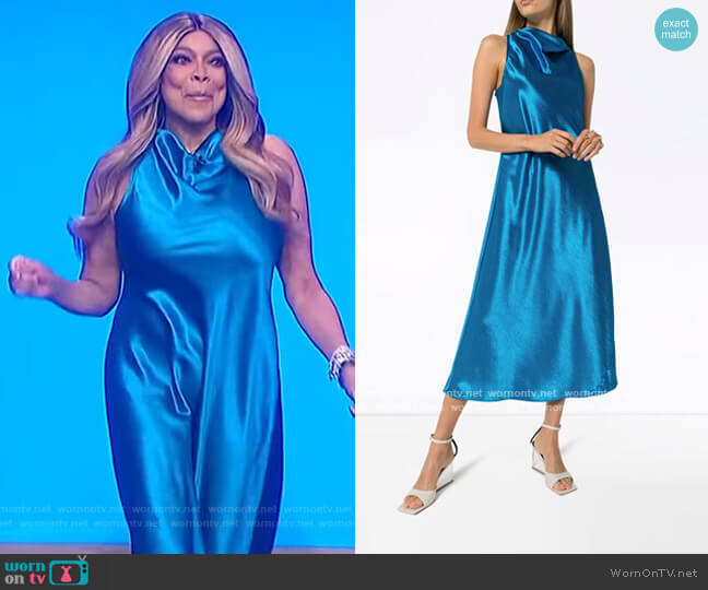 Sies Marjan Andy cowl-neck midi dress worn by Wendy Williams on The Wendy Williams Show