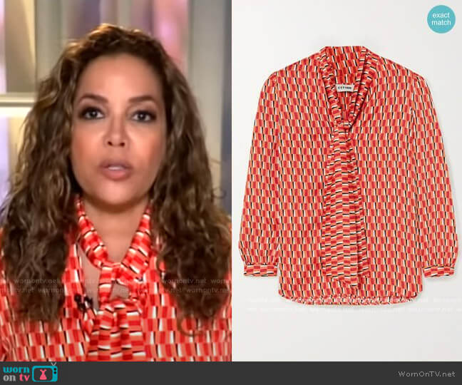 Cefinn Simone Pussy-Bow Printed Blouse