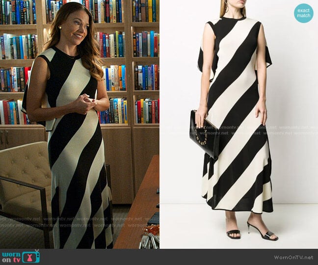 Stella McCartney Striped-Knit Cape-Style Midi Dress worn by Liza Miller (Sutton Foster) on Younger