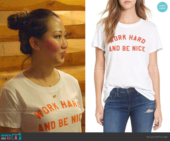 Sub_Urban Riot Work Hard Graphic Tee worn by Tiffany Moon on The Real Housewives of Dallas