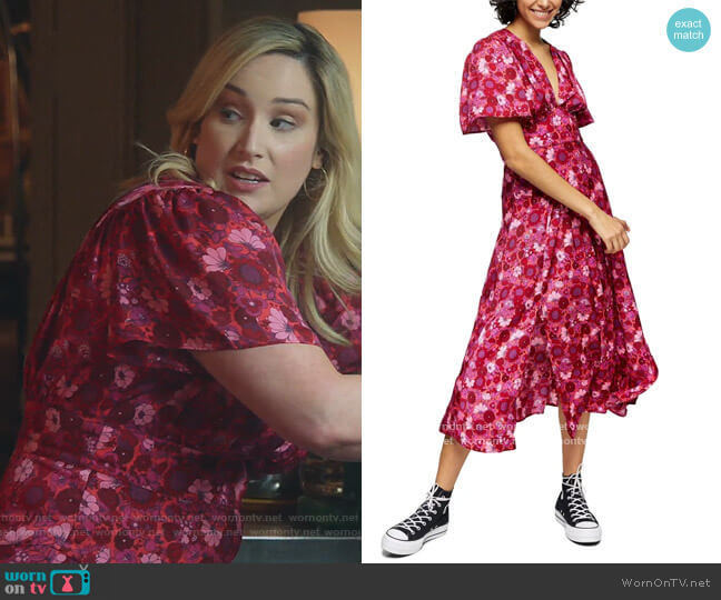 Topshop Aurelia Floral Print Midi Dress worn by Davia (Emma Hunton) on Good Trouble