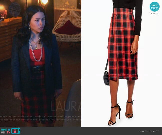 Topshop Check Pencil Midi Skirt worn by Mariana Foster (Cierra Ramirez) on Good Trouble