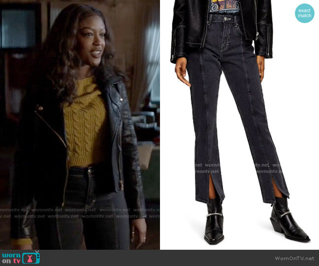 Topshop High Waist Split Hem Ankle Straight Leg Jeans worn by Ryan Wilder (Javicia Leslie) on Batwoman