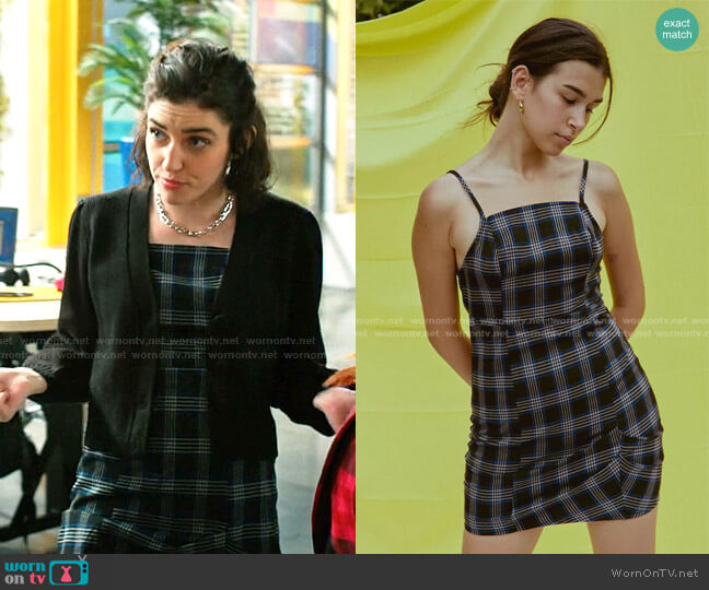 Urban Outfitters Monica Plaid Square Neck Mini Dress