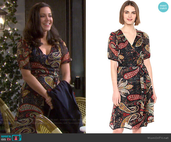 Velvet by Graham & Spencer Taylor Paisley Damask Print Dress worn by Jan Spears (Heather Lindell) on Days of our Lives
