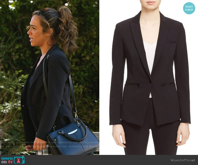 Veronica Beard Scuba Jacket worn by Emily Lopez (Jessica Camacho) on All Rise