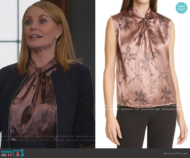 VINCE Iris Twist Knot Top worn by Lisa Benner (Marg Helgenberger) on All Rise