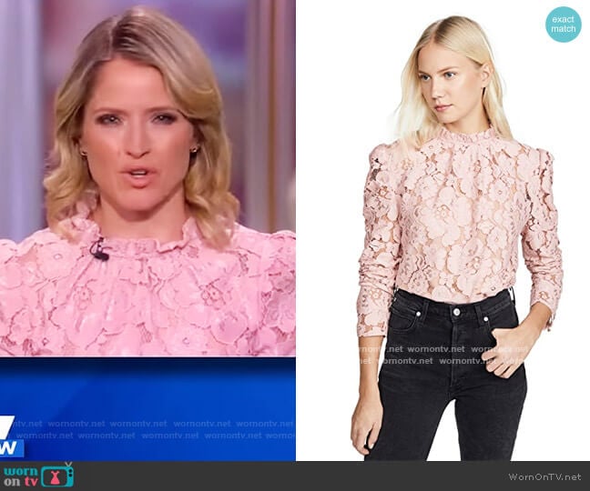 WAYF Emma Puff Sleeve Lace Top worn by Sara Haines on The View