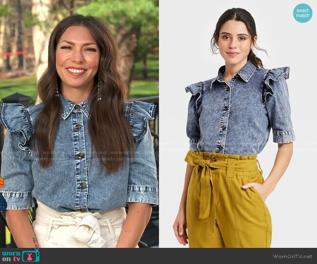 Who What Wear Puff Elbow Sleeve Button-Down Shirt