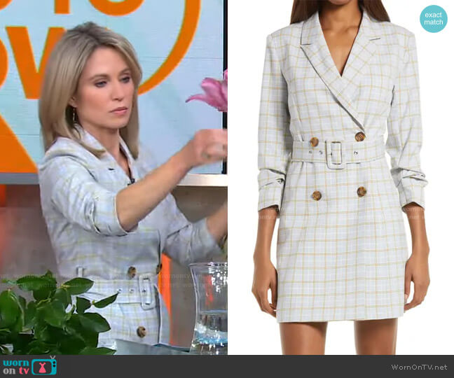 Adelyn Rae Windowpane Check Blazer Minidress worn by Amy Robach on Good Morning America
