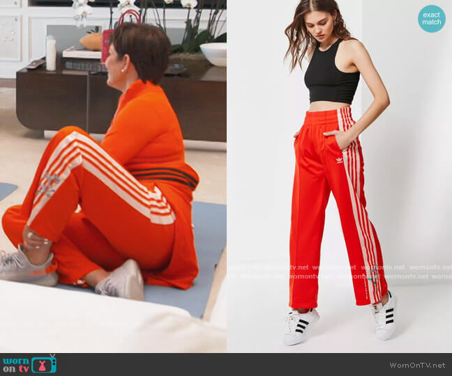 Adidas Embroidered Floral Track Pants worn by Kris Jenner on Keeping Up with the Kardashians