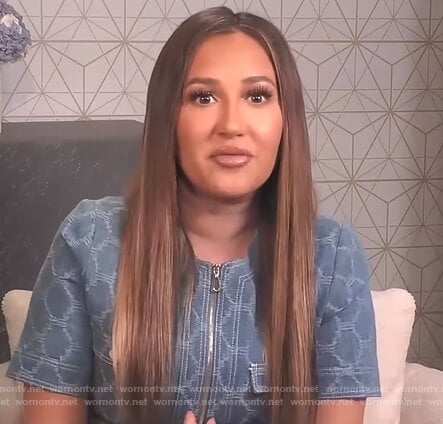 Adrienne’s denim zip front dress on The Real