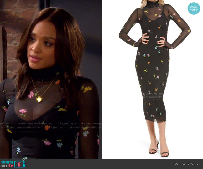 AFRM Shailene Sheer Long Sleeve Dress worn by Lani Price (Sal Stowers) on Days of our Lives