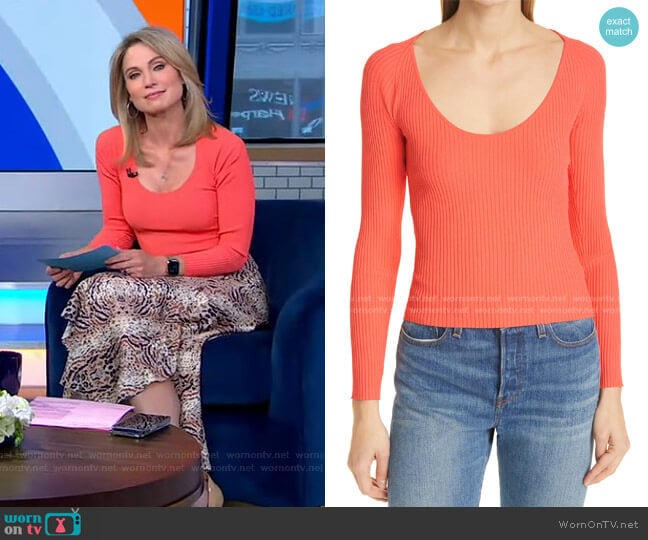 A.L.C. Brendan Long Sleeve Top worn by Amy Robach on Good Morning America