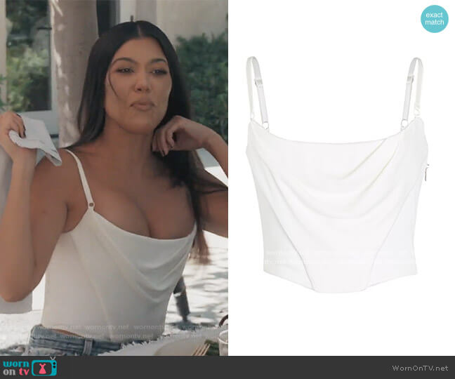 Alexander Wang Viscose Chain Jersey Draped Cami Corset worn by Kourtney Kardashian on Keeping Up with the Kardashians