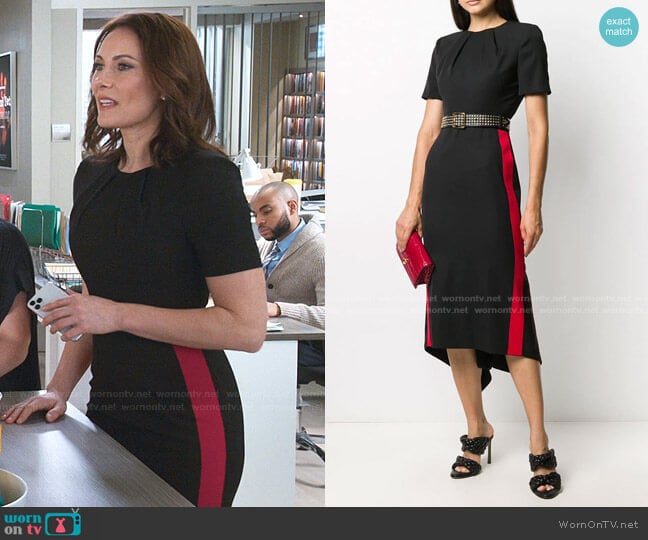 Alexander McQueen Contrasting Stripe Short-Sleeved Dress worn by Quinn (Laura Benanti) on Younger