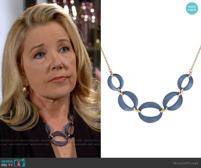 Alexis Bittar Large Link Necklace in Ocean worn by Nikki Reed Newman (Melody Thomas-Scott) on The Young and the Restless
