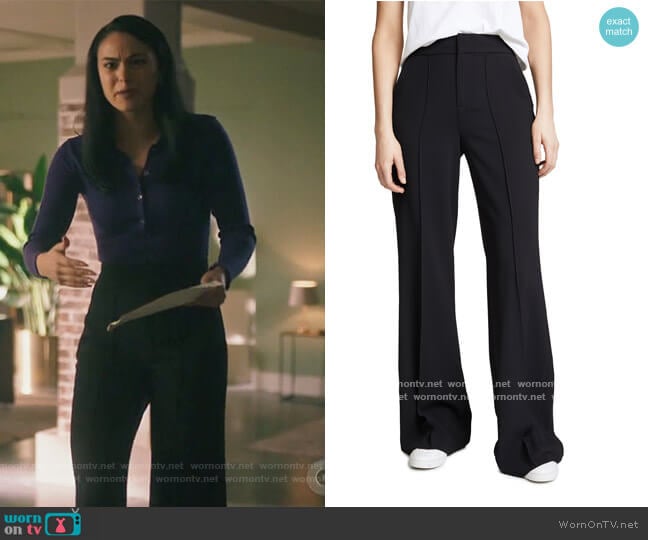 Alice + Olivia Dylan High Waisted Leg Pants worn by Veronica Lodge (Camila Mendes) on Riverdale
