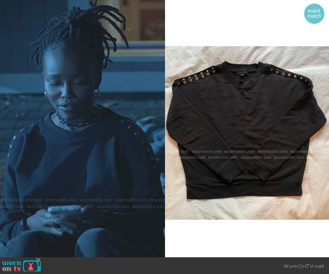 All Saints Cruz Unai Grommet Sweatshirt worn by Jennifer Pierce (Laura Kariuki) on Black Lightning