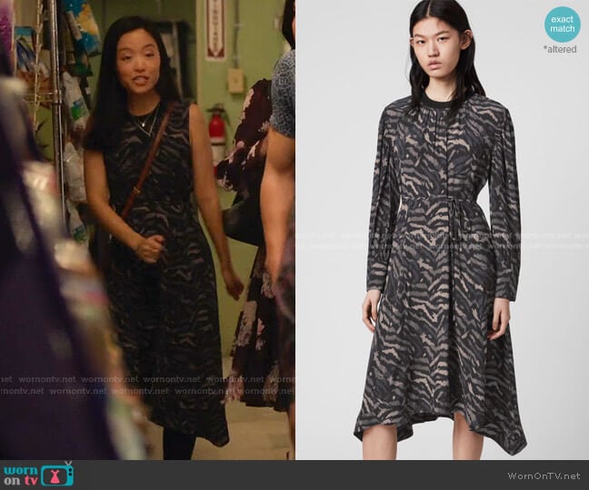 All Saints Fayre Remix Dress worn by Janet (Andrea Bang) on Kims Convenience