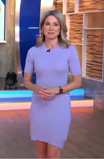 Amy’s lavender ribbed mini dress on Good Morning America