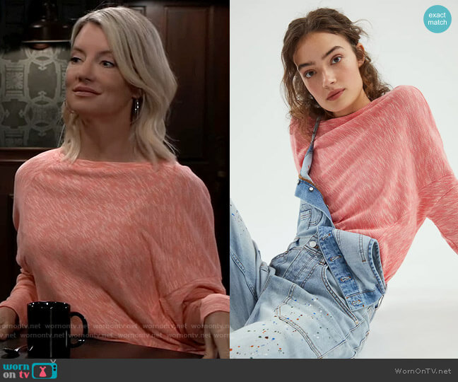 Damiana Pullover in Pink from Anthropologie worn by Nina Reeves (Cynthia Watros) on General Hospital