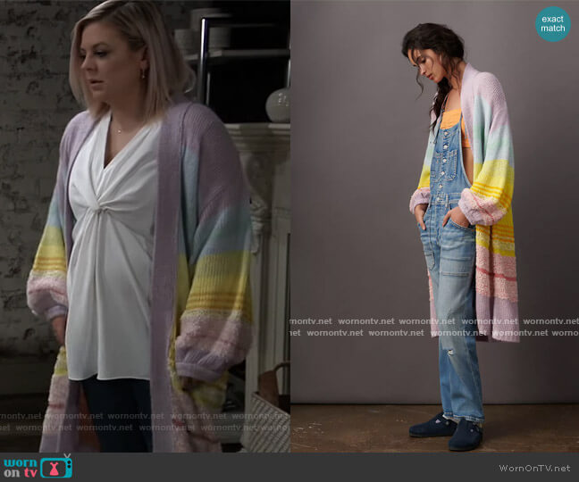 by Anthropologie Kimmie Ombre Duster Cardigan worn by Maxie Jones (Kirsten Storms) on General Hospital
