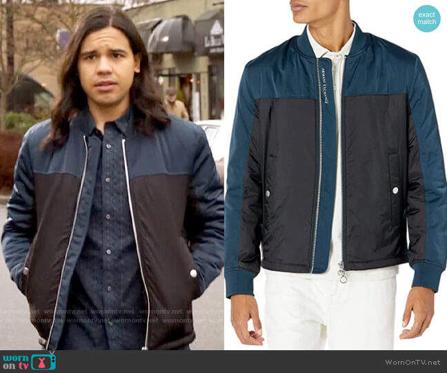 Armani Exchange Light-weight Bomber Jacket worn by Cisco Ramon (Carlos Valdes) on The Flash