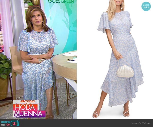 ASTR The Label Short Flutter Sleeve Assymetric Maxi Dress worn by Hoda Kotb on Today