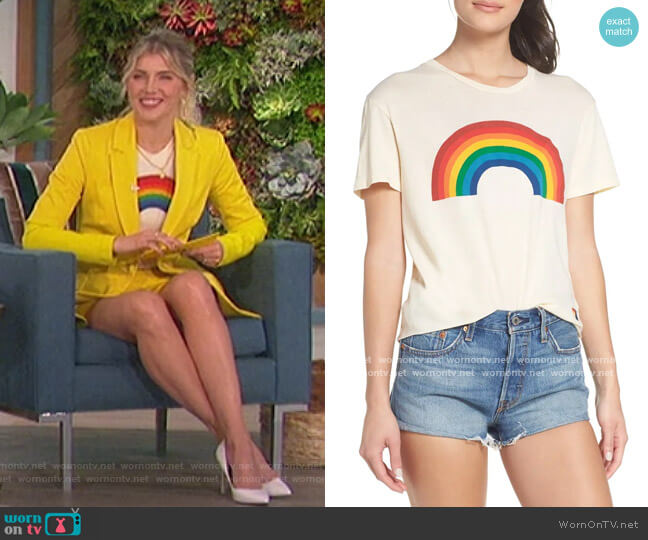 Aviator Nation Big Rainbow Graphic Boyfriend Tee worn by Amanda Kloots on The Talk