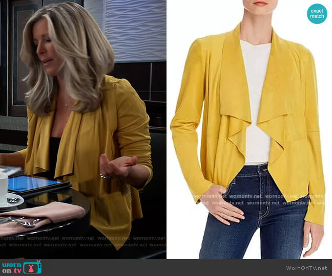 Bagatelle Suede Drape Front Jacket worn by Carly Spencer (Laura Wright) on General Hospital