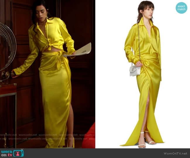 Balenciaga Satin Wrap Maxi Skirt worn by Zoe (Kiara Barnes) on The Bold and the Beautiful