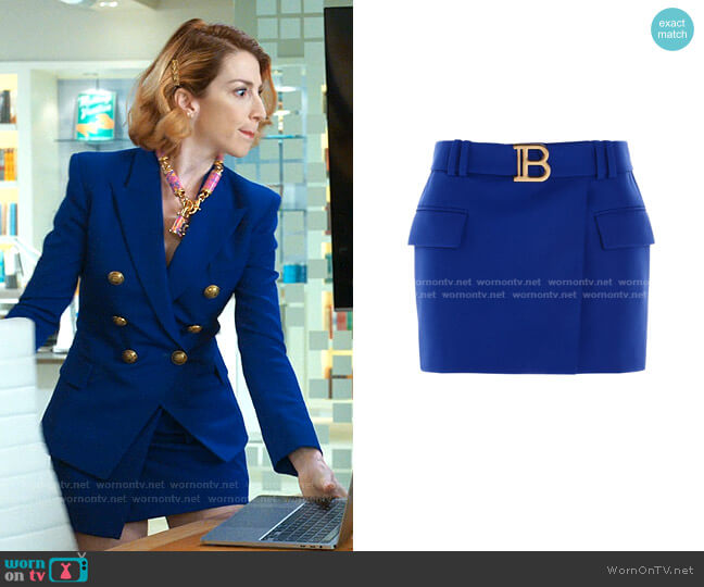 Balmain Belted Short Skirt worn by Lauren (Molly Bernard) on Younger