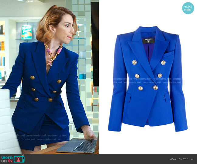 Balmain Double-Breasted Blazer worn by Lauren (Molly Bernard) on Younger