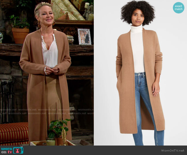 Banana Repbulic Birdseye Duster Coatigan worn by Sharon Newman (Sharon Case) on The Young and the Restless