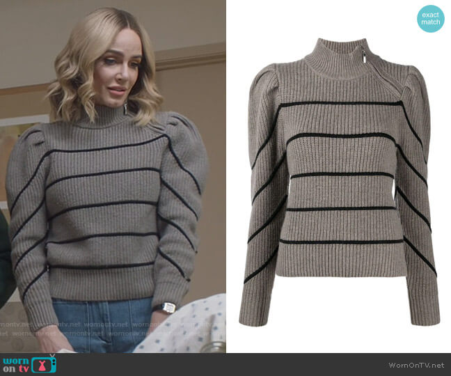 Ba&sh Intarsia-knit Striped Jumper worn by Laura Baker (Monet Mazur) on All American