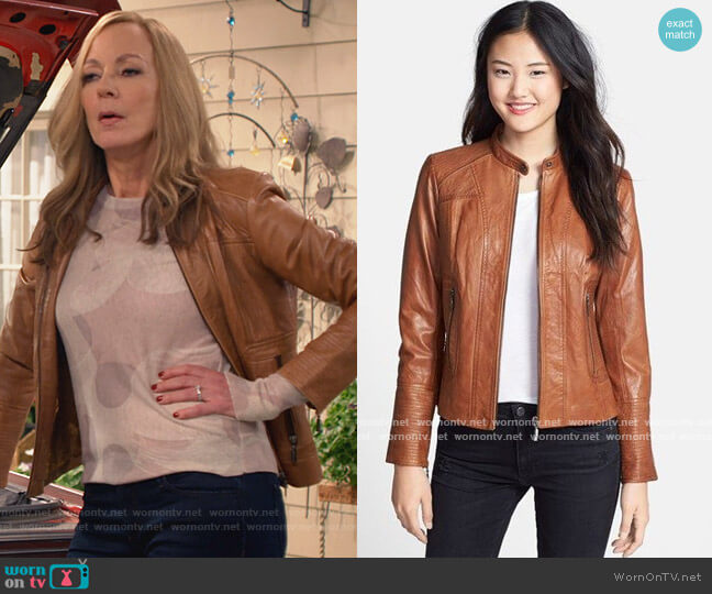 Bernardo Leather Scuba Jacket worn by Bonnie Plunkett (Allison Janney) on Mom