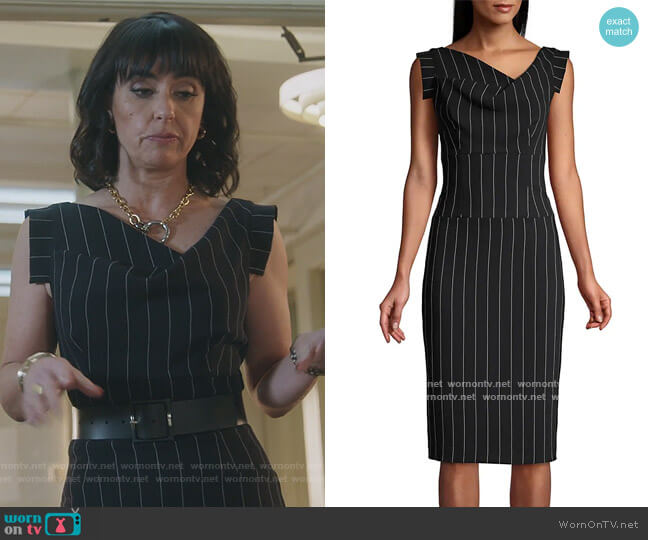 Black Halo Jackie O Grid Print Sheath Dress worn by Kathleen Gale (Constance Zimmer) on Good Trouble