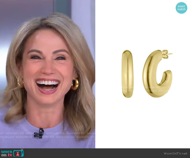 Bonheur Jewelry Estelle Chubby Hoop Earrings worn by Amy Robach on Good Morning America