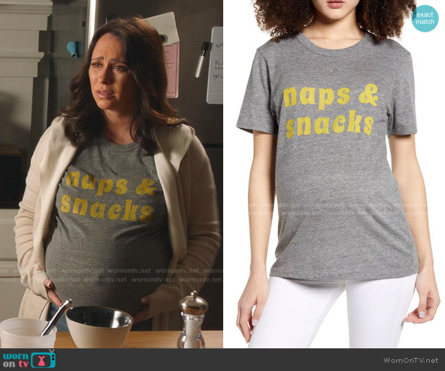 Bun Maternity Naps & Snacks Maternity Graphic Tee worn by Maddie Kendall (Jennifer Love Hewitt) on 9-1-1