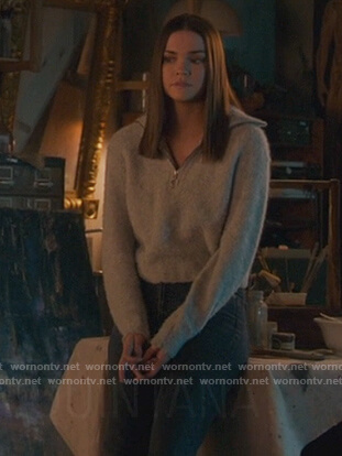 Callie’s grey half-zip sweater on Good Trouble