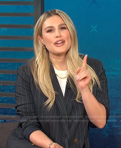 Carissa’s pinstripe double breasted blazer on E! News Daily Pop