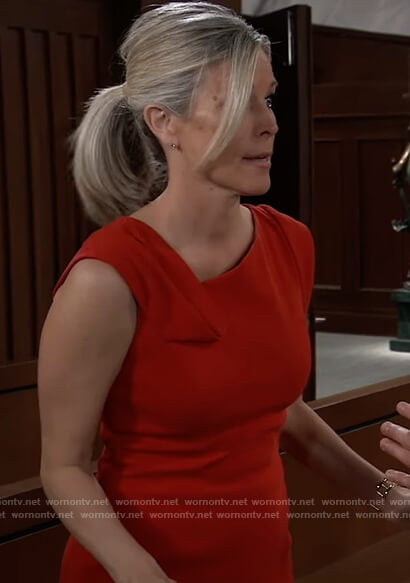 Carly’s red sleeveless dress on General Hospital