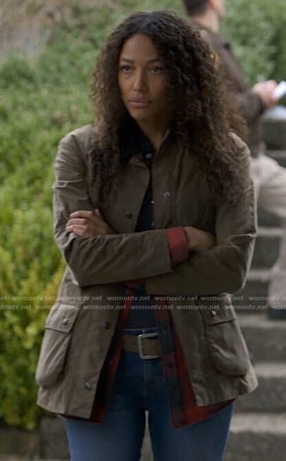 Cassie’s olive jacket on Big Sky