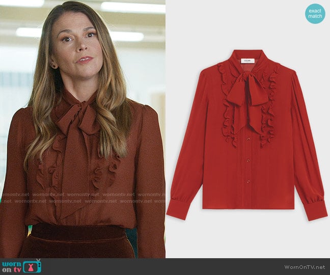 Celine Lavaliere Blouse in Silk Georgette worn by Liza Miller (Sutton Foster) on Younger