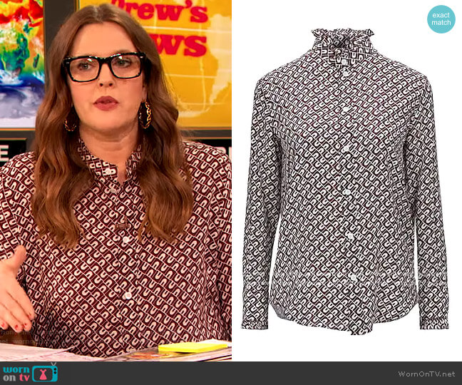 Celine Patterned Shirt worn by Drew Barrymore on The Drew Barrymore Show